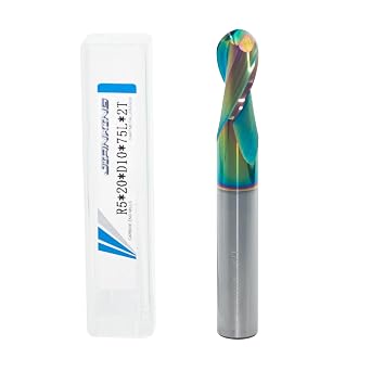 10mm R5 2-Flute Carbide Ball Nose End Mill, 1 pc | DLC Coated, Ideal for Aluminum, Copper Alloys, and Plastic Machining High Precision & Wear-Resistant Cutting Tool