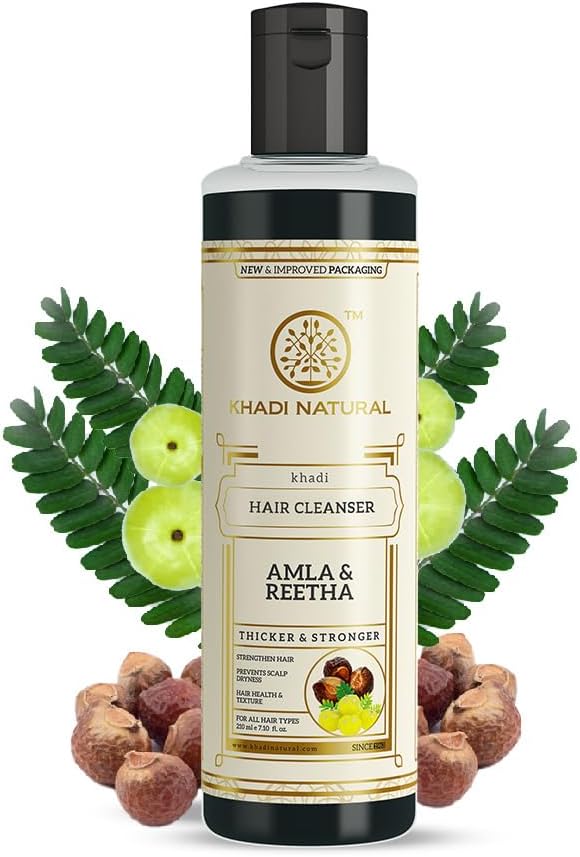 Khadi Natural Amla & Reetha Hair Cleanser | Herbal Shampoo for Hair Cleansing & Scalp Care | Helps Maintain Hairs Freshness & Improve Hair Texture | Gentle Herbal Hair Care | Suitable for All Hair Types | 210ml