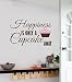 Enchantingly Elegant Happiness Is Only A Cupcake Away Vinyl Decal Wall Decor Stickers Letters Quote Home Decor Art 35x22