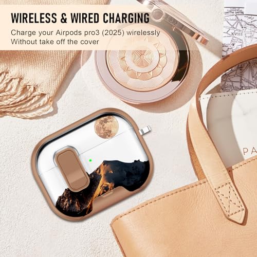 Image of Compatible Airpods Pro 3 Case (2025) with Phone Stand & Cleaner Kit,Cute Soft Silicone Lock Clip Apple AirPods Pro 3rd Generation Case, Airpod Pro 3 Cover with Keychain for Women /Girls