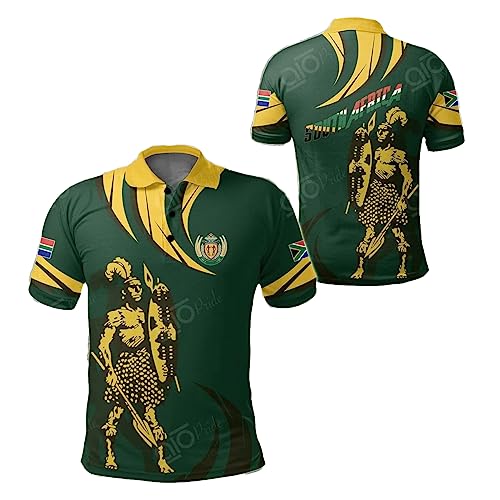 South African Shaka Zulu Green Unisex Adult Polo Shirt, Mens Polo Shirts for Gifts, Short Sleeve Men's Shirt, colorful