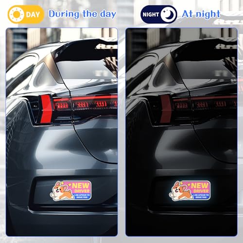 Image of 6Pcs Beginner Magnetic Car Stickers, Beginner Magnet Supplies for Car Student Driver Sign, Lovely New Driver Sticker Supplies Suitable for Keeping a Safe Distance on The Road