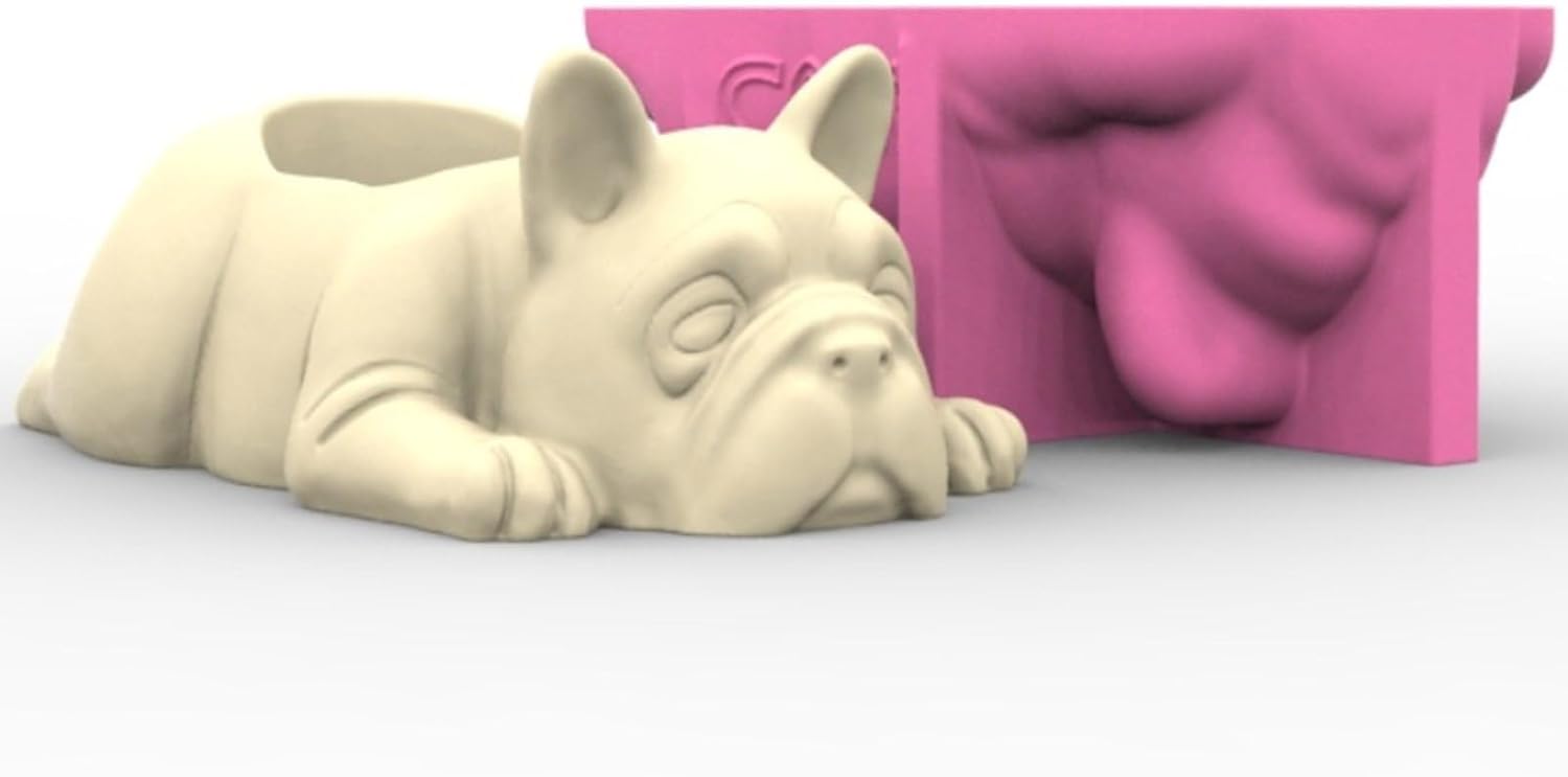 Succulent Planter Mold, Lying Posture Dog Silicone Flower Pot Molds for Concrete Epoxy Resin, Plaster Candle Holder Jewelry Storage Box Makeup Pen Holder Mould Table Ornament Mould