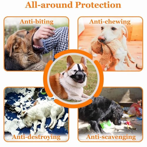 Muzle Hundeschleife – weiche Maschen | Mundschutz für Hunde | für Haustiere mit einstellbarer Atmung für Hunde großer Rassen, Lecken und Kauen