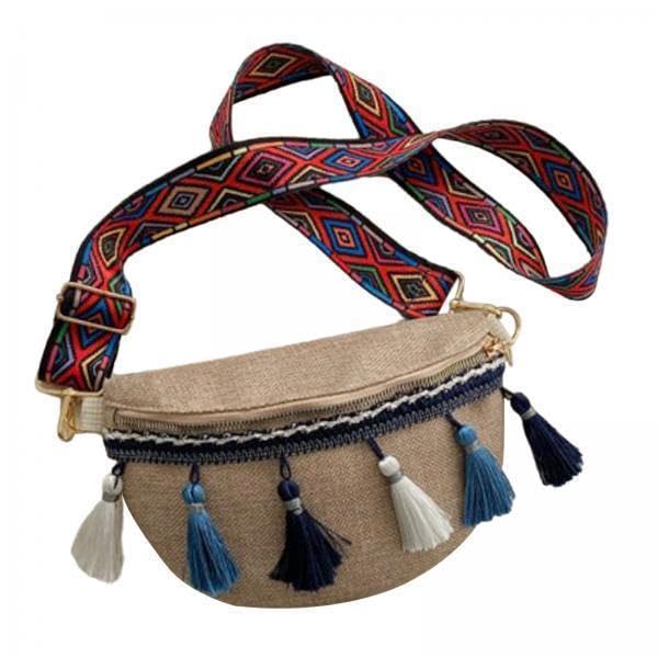 merishopp 3xBohemian Fanny Pack with Tassels Ethnic Shoulder Bag for Work Birthday Beach Blue-picture-29