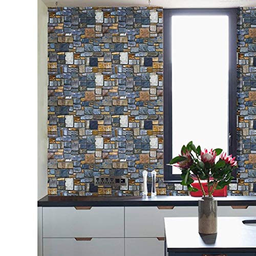 wolpin Wall Stickers DIY Decals Wallpaper 3D Brick Stone Self Adhesive, Multicolor Stone wolpin Wall Stickers DIY Decals Wallpaper 3D Brick Stone Self Adhesive, Multicolor Stone