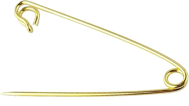 MeShow 2.5 Steel Safety Pins Style Collar Bar Collar Pin with Gift Bag (2Pack Gold)