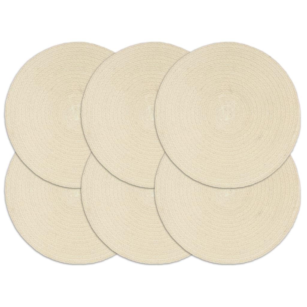 Juego de 6 manteles individuales, redondos, 38 cm, 100% algodón, hechos a mano, antideslizantes, lavables, para mesa de comedor, cocina, jardín, fiesta, decoración