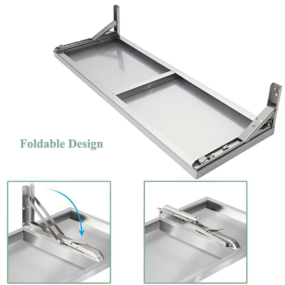 Mensola pieghevole in acciaio inox – Tavolo da portata a discesa per cibo camion rimorchi e cucina – versatile 90 x 35 cm/36 x 14 pollici portatile per la preparazione degli alimenti