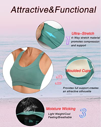 Image of RUNNING GIRL High Impact Sports Bras for Women,Racerback Running Bra Workout Crop Tank Tops Longline Sports Bra Push up