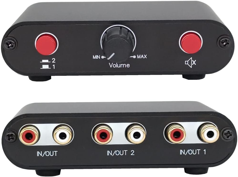 2-Way RCA Stereo Audio Switch Input Signal Source Switcher Selector Splitter Boxï¼Ë†2 in 1 Out / 1 in 2 Outï¼â€°-RC21