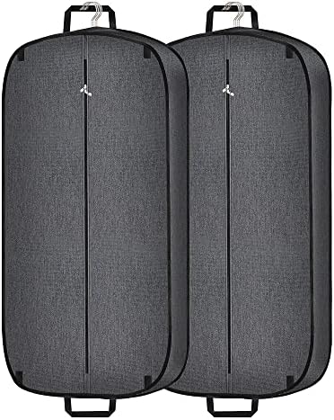 Limoomil 2 Pack Heavy Duty Waterproof Garment Bag for Travel and Hanging Clothes, Tear Resistance Suit Bag for Men Travel, Darkgrey, 42 inch (Darkgrey)