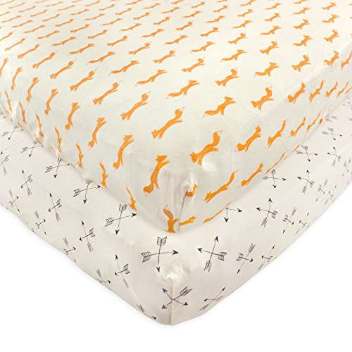 Image of Touched by Nature Unisex Baby and Toddler Organic Cotton Crib Sheet, Fox, One Size