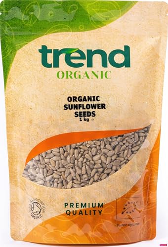 Trend Organic Sunflower Seeds, 1kg - Packed with Healthy Fats, Rich in Protein and Fibre, Loaded with Vitamin E, Magnesium and Selenium, Certified Organic Vegan Snack, Non-GMO, No Additives, Raw