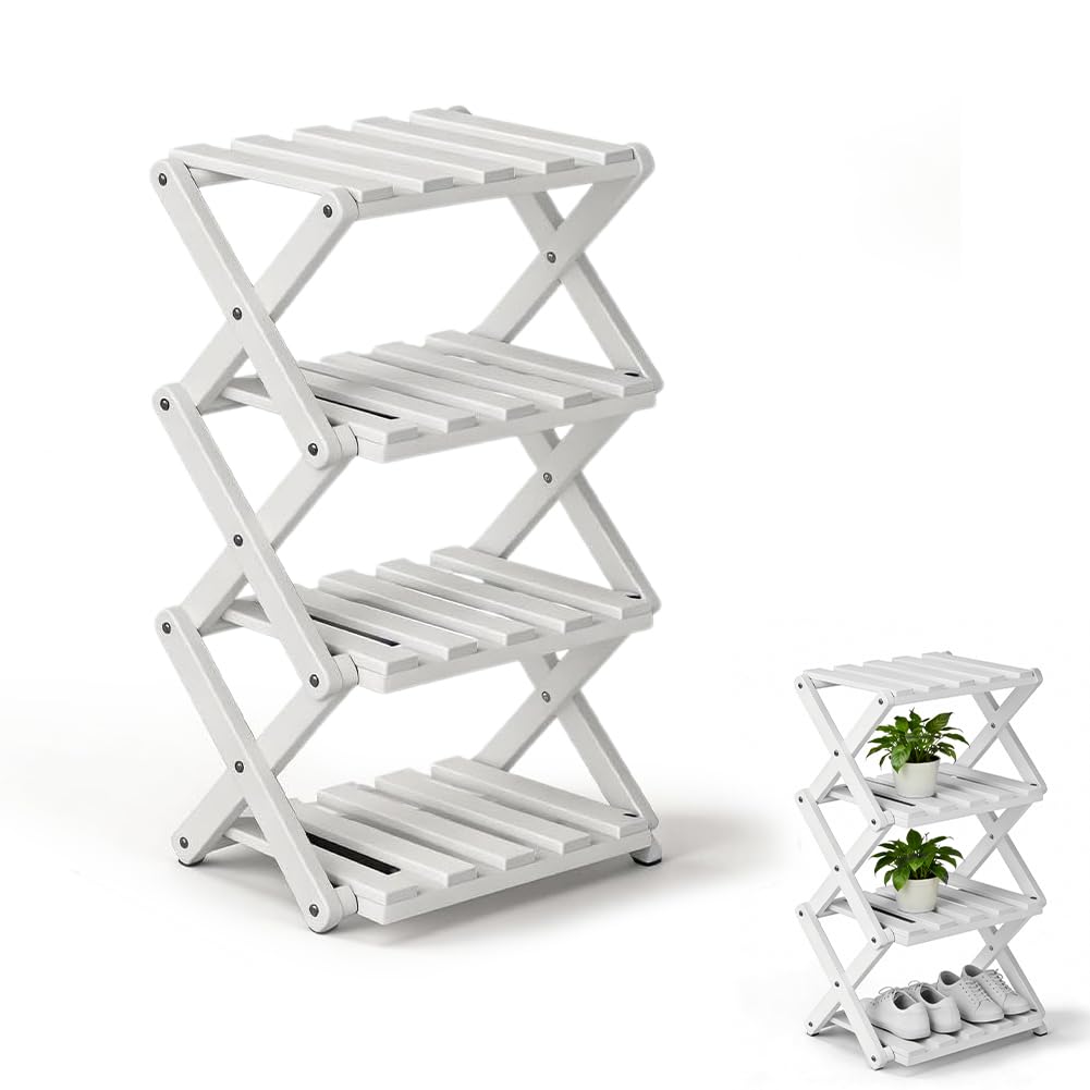 Scarpiera verticale stretta, a 4 livelli, portatile, verticale, senza installazione, scarpiera, salvaspazio, pieghevole, per piccoli spazi, corridoi, camera da letto, corridoio, angolo
