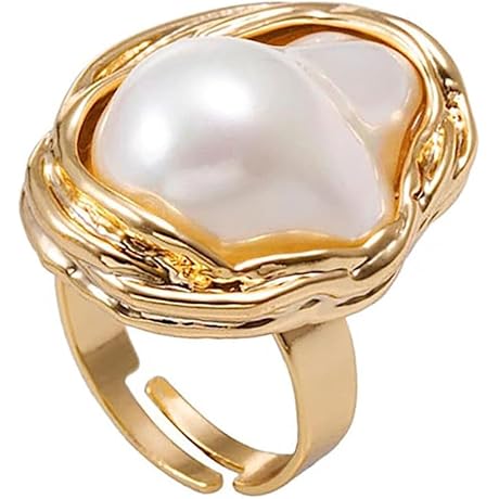 Gold Plated Shell Pearl Rings for Women