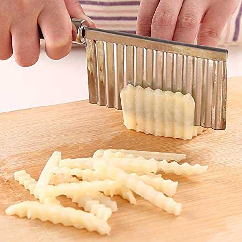 2 Pcs Potato Crinkle Cut Knife, Stainless Steel Wavy Slicer, Decorative Knife For Fruits And Vegetables, Home Kitchen Wavy Blade Cutting Tool. For Carrot,Cheese,Potatoes Decoration Gadget (Black+Red) #TOP6
