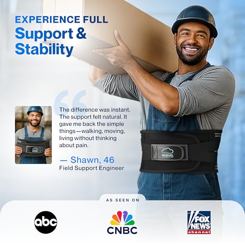 Modvel Back Brace for Lower Back Pain Women and Men – Lumbar Support Belt for Sciatica, Herniated Disc, Muscle Strain – Adjustable Breathable Work Brace with 6 Stays – Support for Posture– Size L