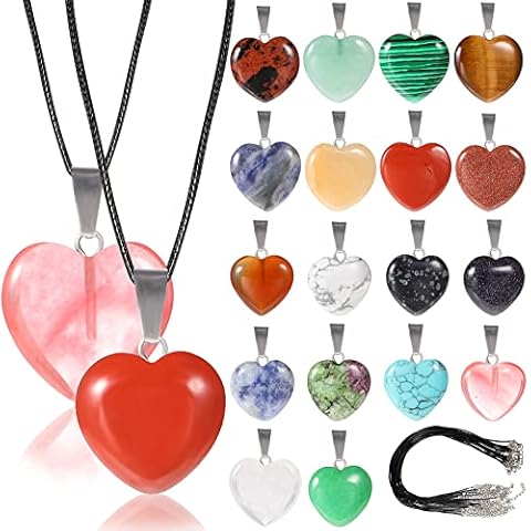 EXCEART 20 Stück Herzförmige Steinanhänger Charms Liebe Herzform Edelstein Charms Anhänger Kristall Chakra Perlen Cover