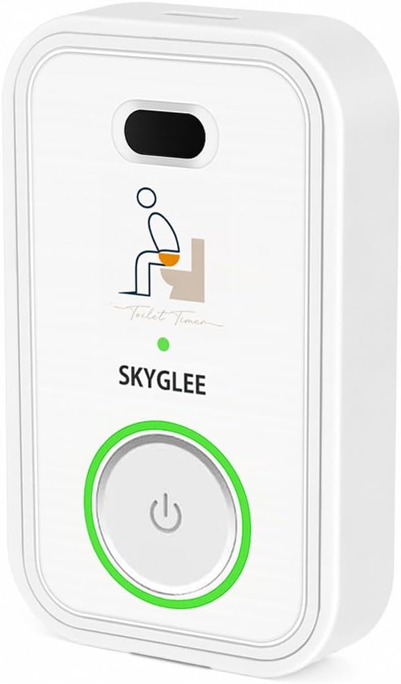 Automatic Toilet Timer with Motion Sensor, 5/10/15/20 min Reminder Alarm | Hands-Free Operation, One-Press Mute, Magnetic Wall Mount, Family & Office Use