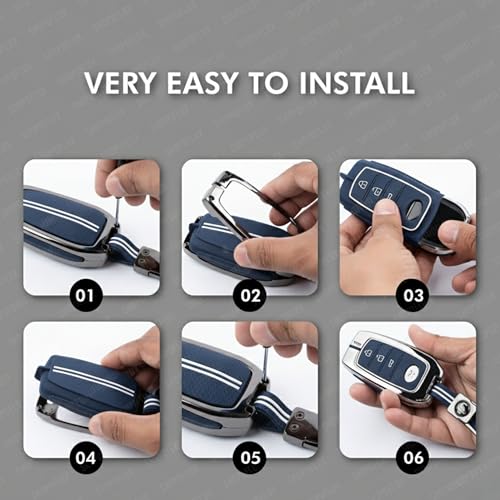 Image of SHOPOFLUX Metal Key Cover Compatible with Kia Seltos 2024 2023 Facelift HTX | Carens Clavis X Line | Sonet Facelift 4 Button Smart Key