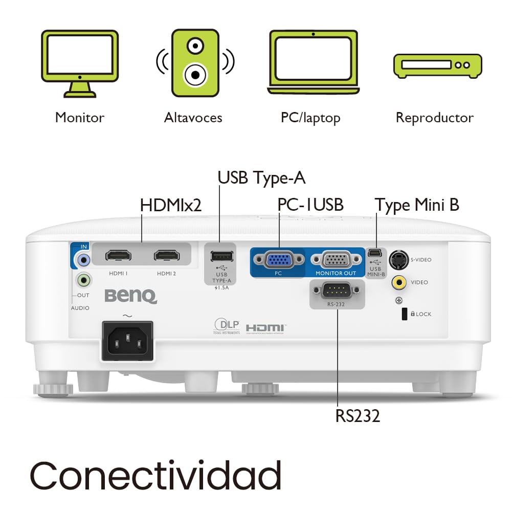 Proiettore BenQ MH560 1080P, DLP, 3800 Lumen Alta Luminosità, Rapporto di Contrasto Alto 20000:1, Doppio HDMI, VGA, Correzione trapezoidale Automatica, Configurazione Semplice, Tecnologia SmartEco