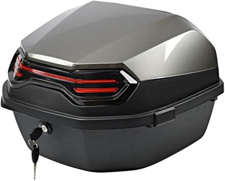 36L Motorcycle Trunk Universal Top Case Waterproof Helmet Luggage Storage Plastic Tour Tail Box with Soft Backrest, Lockable Motorcycles Topcase for Scooter Moped Motorbike