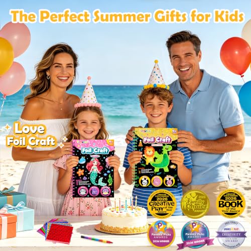 Image of FUNNYB&G Mess-Free Foil Art Craft for Kids Ages 4-10, Kids Birthday Gift