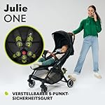 LIONELO Julie One Buggy Kinderwagen bis 22 kg, verstellbare Rückenlehne und Fußstütze, Moskitonetz, Beinwärmer, Getränkehalter und Transporttasche, zusammenklappbar TROPICAL GREEN