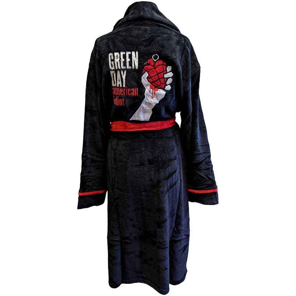 Green Day Bathrobe American Idiot Band Logo Official Black Unisex M