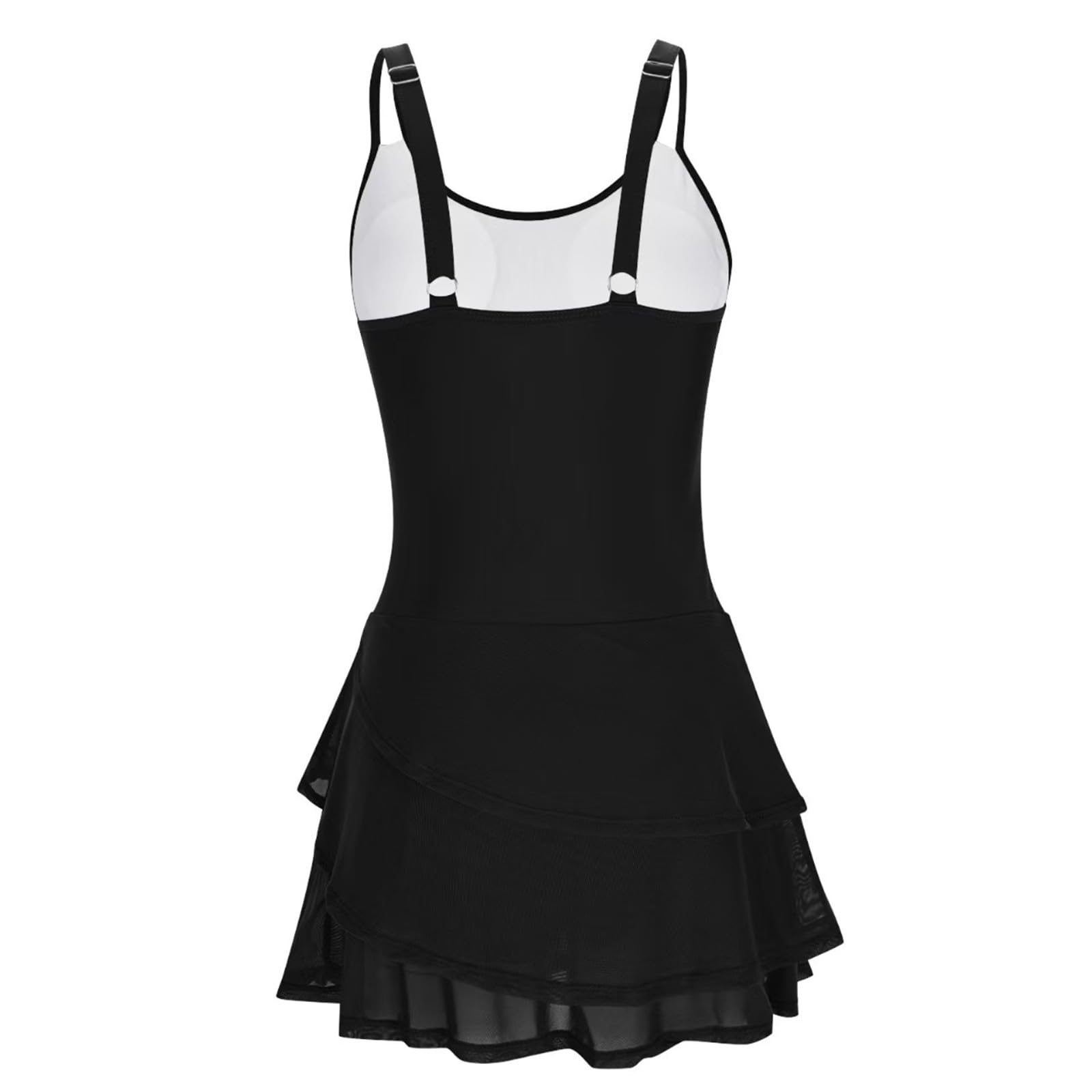 Badeanzug Damen mit Rock Einteiler Badekleid Bauchweg Strandmode Brustpolster Elegant Swimsuit Große Größe Spaghettiträger Schwimmanzug Badebekleidung Bodycon Bademode