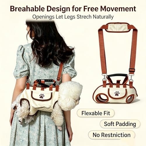 Small Dog Carrier Bag, Hands Free Pet Carrier Purse with Shoulder Strap & Leash Function, Portable Puppy Carrying Tote for Travel, Walking, Shopping and Daily Outings - Image 2