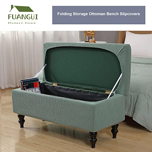 Image of FUANGUI Ottoman Cover Stretch Storage Ottoman Bench Slipcover Printed Folding Storage Bench Ottoman Cover Footrest Stool Slipcover Footstool Protector Cover with Elastic Bottom, Large