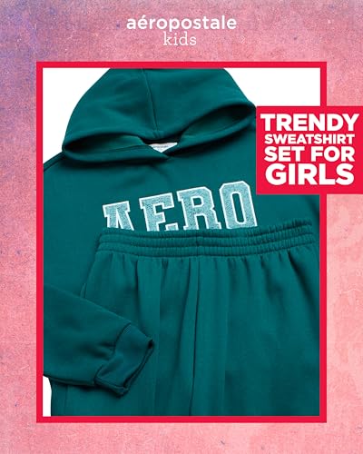 AEROPOSTALE Girls' Sweatsuit Set - 2 Piece Fleece Pullover Hoodie Sweatshirt, Jogger Sweatpants - Track Suit for Girls (7-16)2