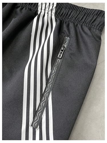 Men's Striped Baggy Pants Y2K Star Print Wide Leg Designer Track Pants with Zipper Pockets4