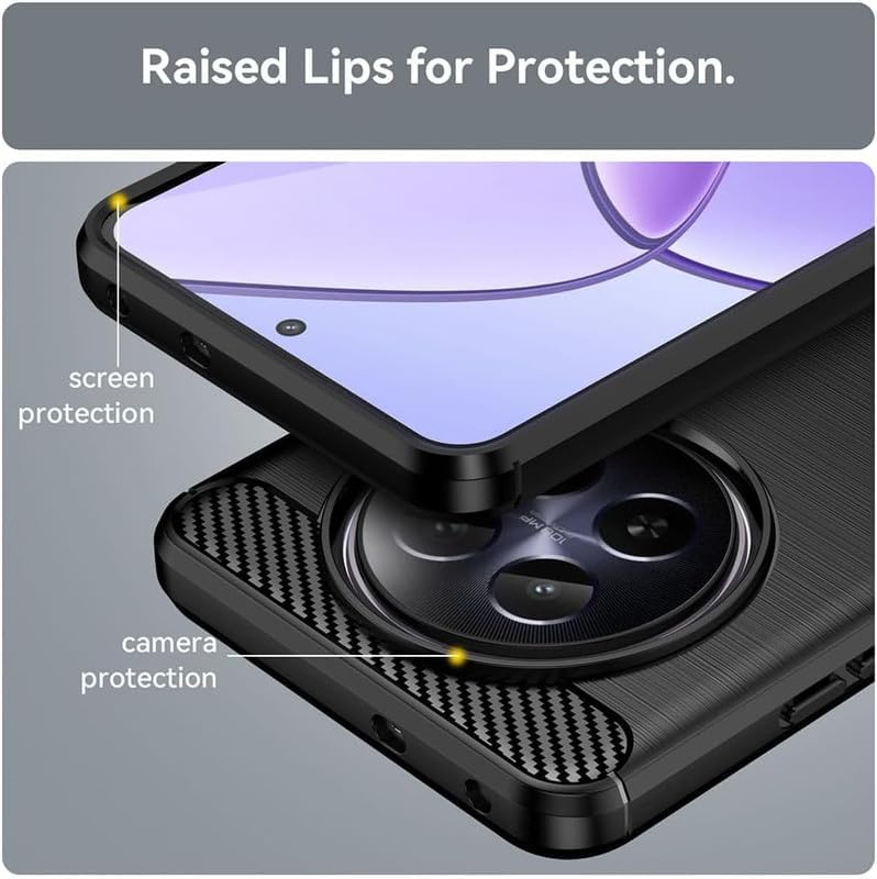 Image of NPRC Hybrid Ultra Slim Protective Case TPU Non-Slip Carbon Fiber Texture Shockproof Case Cover for Realme P1 Speed - Black