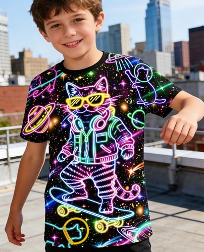 Image of uideazone Tshirts for Boys Kids Short Sleeve T-Shirt 3D Graphic Tee Shirts Tops Clothes 4-16 Years