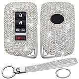 PaierPai Bling Diamond Key Fob Cover Compatible with Lexus is ES GS LS RS RC LC NX RX LX GX Shiny Crystal Sparkly Rhinestone Automotive Interior Accessories (Silver, Model A)