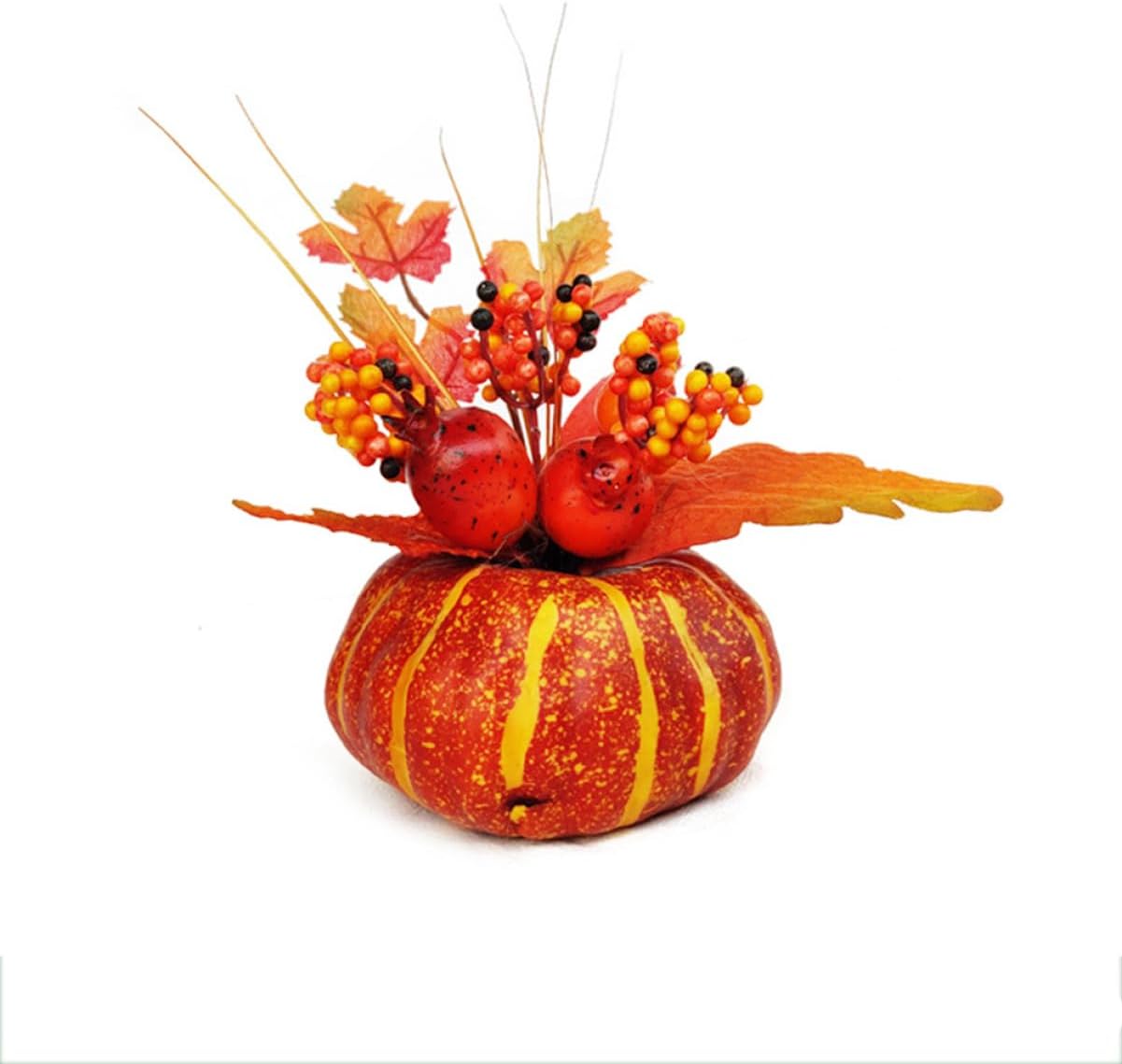 Ciieeo 3sets Halloween Decorative Props Artificial Pumpkins Maple Leaves for Autumn 3pcs*3