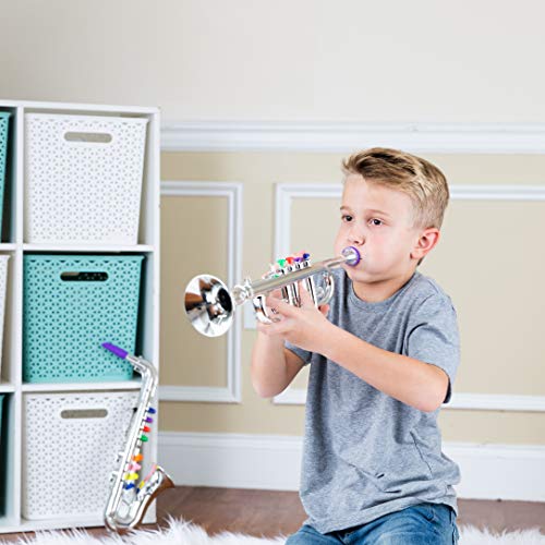 Toy To Enjoy Kids Toy Musical Instrument 3 Piece Set - Trumpet Saxophone & Clarinet with Color Coded Keys for Boys and Girl Ages 3 and Up - Thumbnail 4