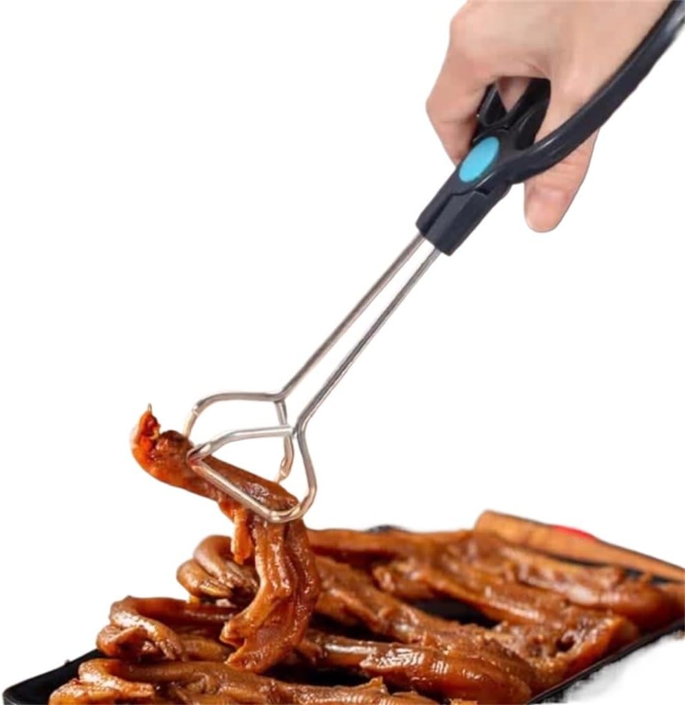 Stainless Steel Food Clips Long Handle Barbecue Scissors Tongs Bread Kitchen