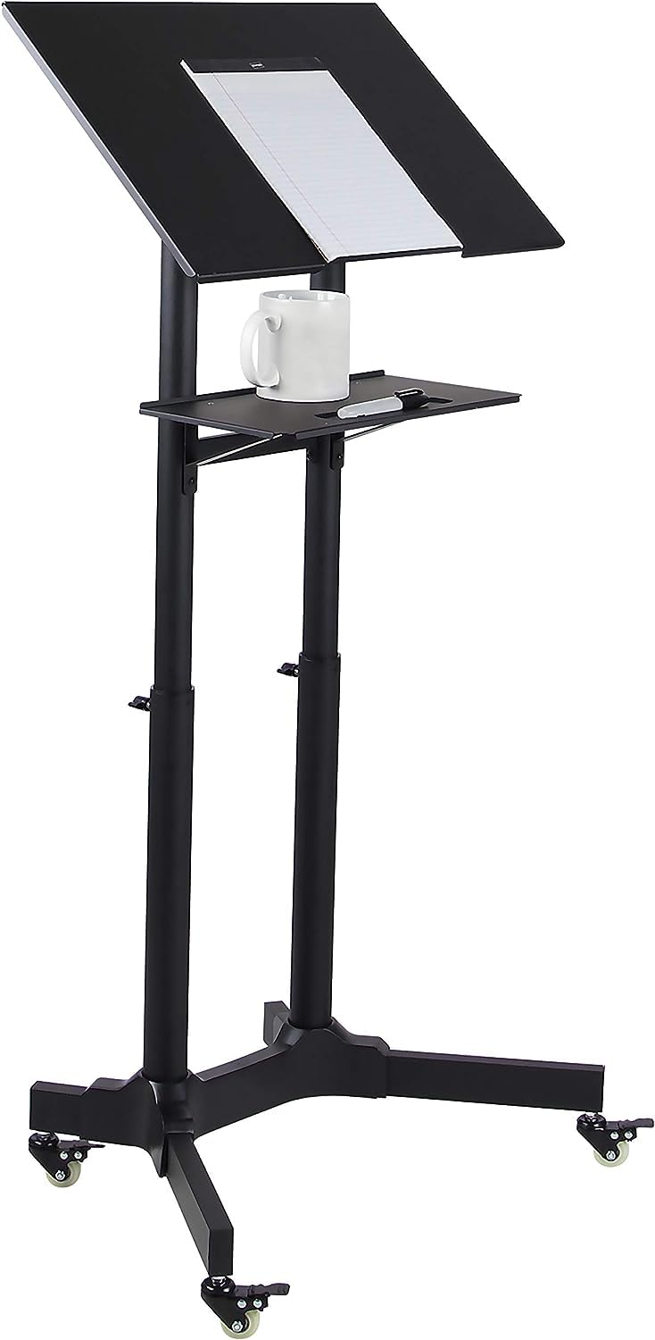 Techly ICA-TB TPM-1BK Notebook Stand Schwarz - Notebook-Ständer (Notebook Stand, Schwarz, Metall, 1030-1250 mm, 0-40°, 620 mm)