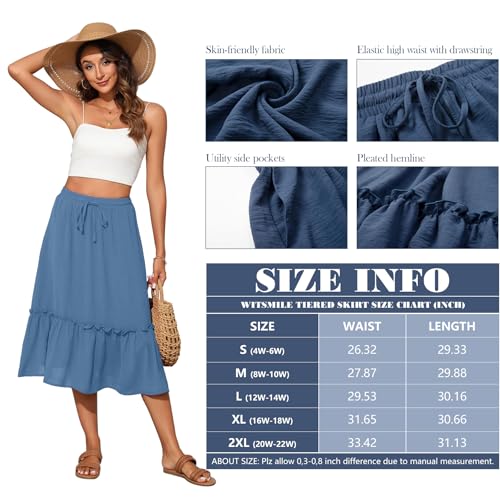 Image of Witsmile High Waist Tiered Skirts for Women Flowy Skirts for Women Long Length with Pockets 2026 Fashion Trendy