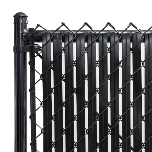 Fenpro Privacy Fence Slats Chain-Link Bottom Lock Black 4ftx10ft