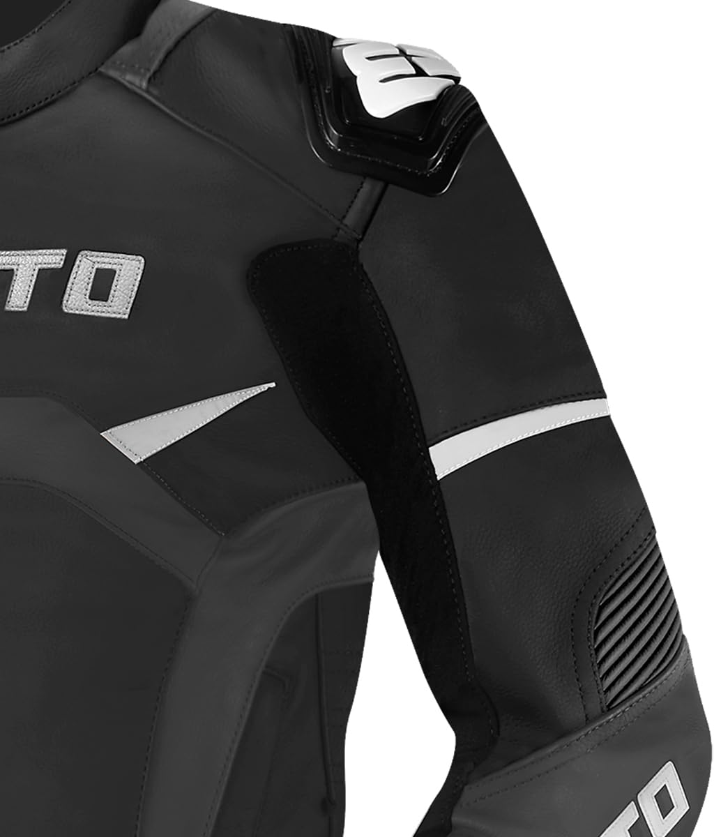 Bogotto Misano Due Pezzi Tuta In Pelle Da Moto Da Donna, nero/fucsia, 46