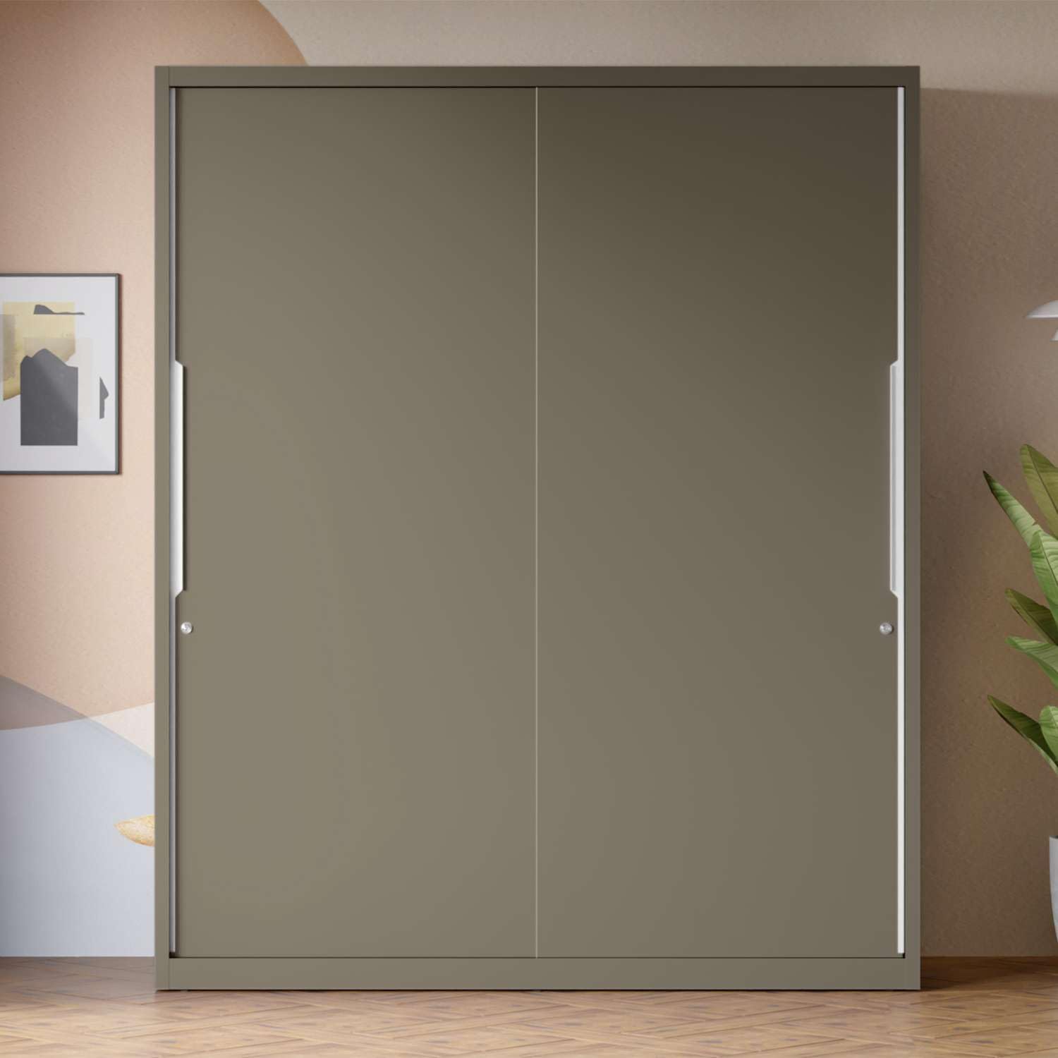Interio by Godrej Slide N Store XL Plus 2-Door Steel Almirah/Wardrobe | 1-Year Warranty, 2 Drawers, 7 Shelves, Sepia Brown