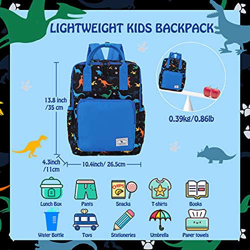 School Backpack,Water Resistant Kids Backpack For Toddler Boys With Chest Strap(Black Dinosuar) Vonxury Large #TOP2