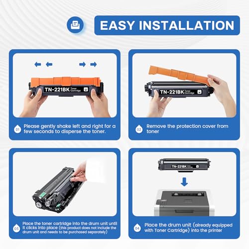 Image of TN221 TN-221 Toner Cartridges Compatible TN221 TN-221 Ink Cartridge Replacement for Brother TN-221 TN-221 Toner Cartridges MFC-9340CDW MFC-9330CDW HL-3170CDW Toner (4-Pack).