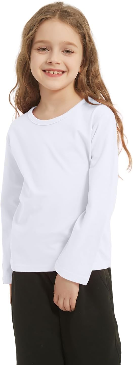4 Pack Cotton Long Sleeve Tee Shirts for Boys and Girls Kids Toddlers' Basic Crewneck Tops T-Shirts - Image 6