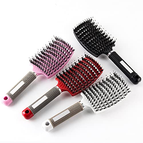 Hairstreaq Detangling Brush, Hairstreaq Brush, Professional Vented Curved Detangling Hair Brush, Fast Drying Styling Massage Hairbrush, for Women, Girls (4 Pcs)